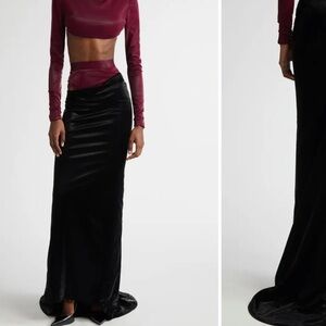 LaQuan Smith Black Velvet Maxi Skirt